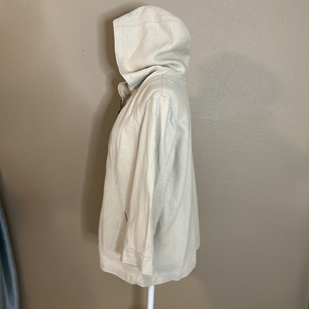 Coldwater Creek 100% Linen Hooded Swing Neutral Lagenlook Jacket Size M - Picture 3 of 7